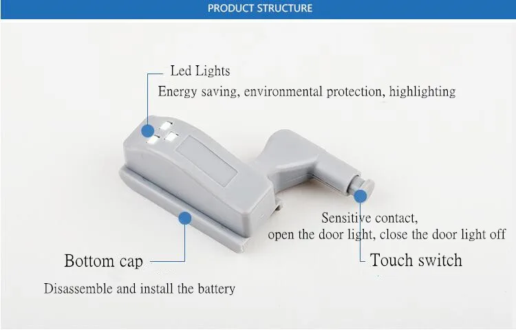 Универсальный внутренний шарнир светодиодный сенсорный светильник для шкафа Универсальный шкаф светильник светодиодный шарнирная лампа Ночной светильник для шкафа кухни