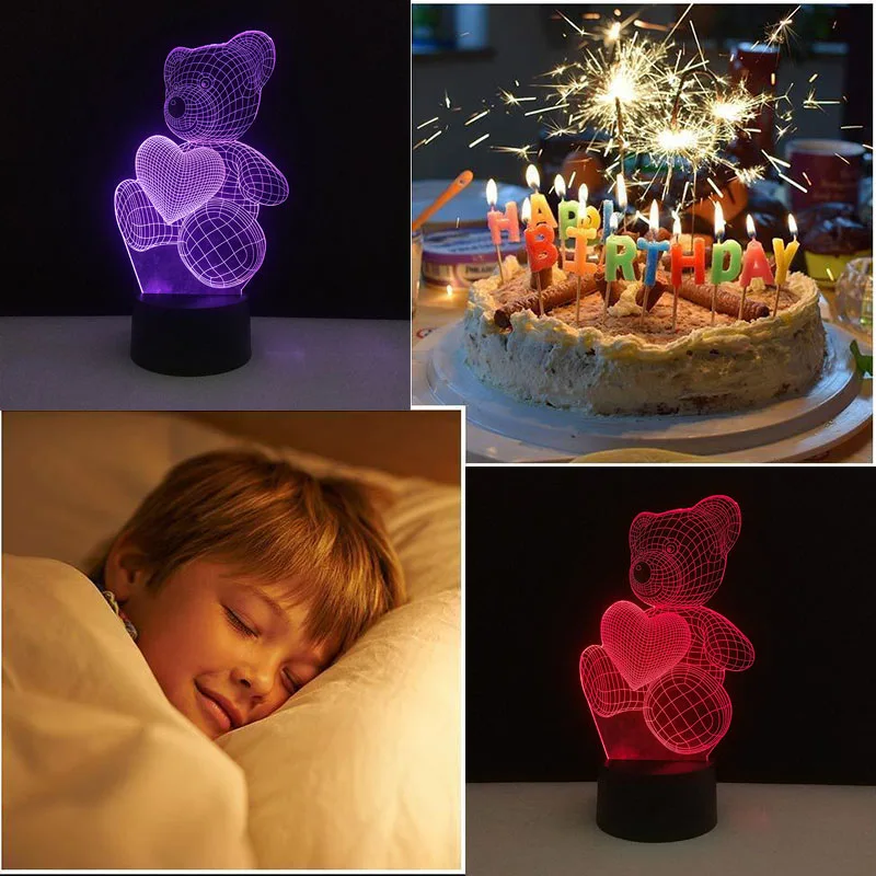Table Lamp Teddy Bear 7 Colors Change 3D Night Light USB Luminaria LED Touch Dest Lamp Decorative Home Lighting Christmas Gifts Table Lamp Teddy Bear 7 Colors Change 3D Night Light USB Luminaria LED Touch Dest Lamp Decorative Home Lighting Christmas Gifts