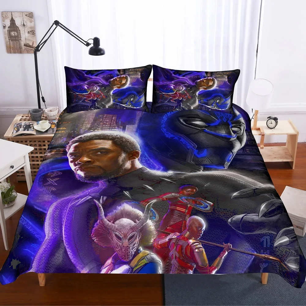 Custom Black Panther Duvet Cover Set 2/3 Piece Superhero Bed Linen Set Pillowcase Twin Full Queen King Size Comforter Cover Set