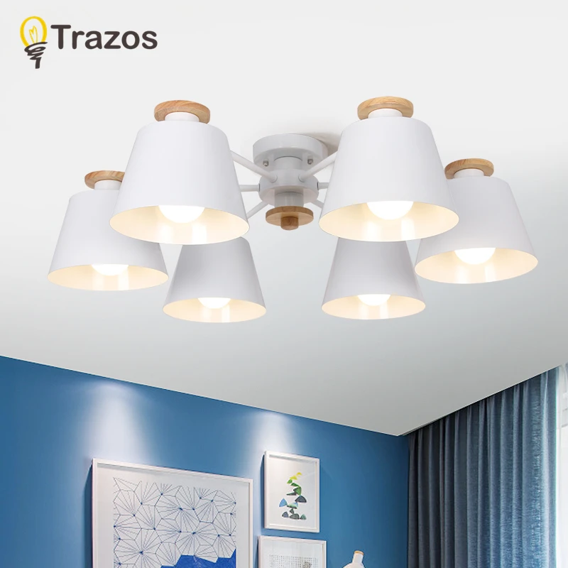 

TRAZOS Colorful Chandelier Lighting For Living Room LED Lustre Wooden Hanging Light Ceiling Chandeliers Modern Kitchen Lights