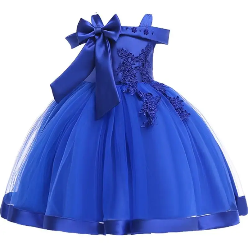 Royal blue Летние платья по индивидуальному заказу, без бретелек для девочек вечерние элегантное платье для детей Детские платья для девочек детей Костюмы свадебное платье принцессы Прямая поставка - Цвет: Royal blue