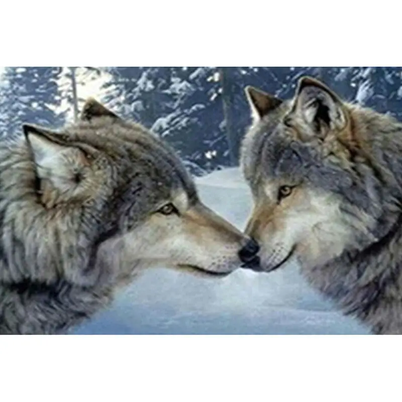 Icon Diamond embroidery Wolf kiss Diamond Painting 5d diy cross stitch Animal series rhinestone Square diamond Mosaic picture