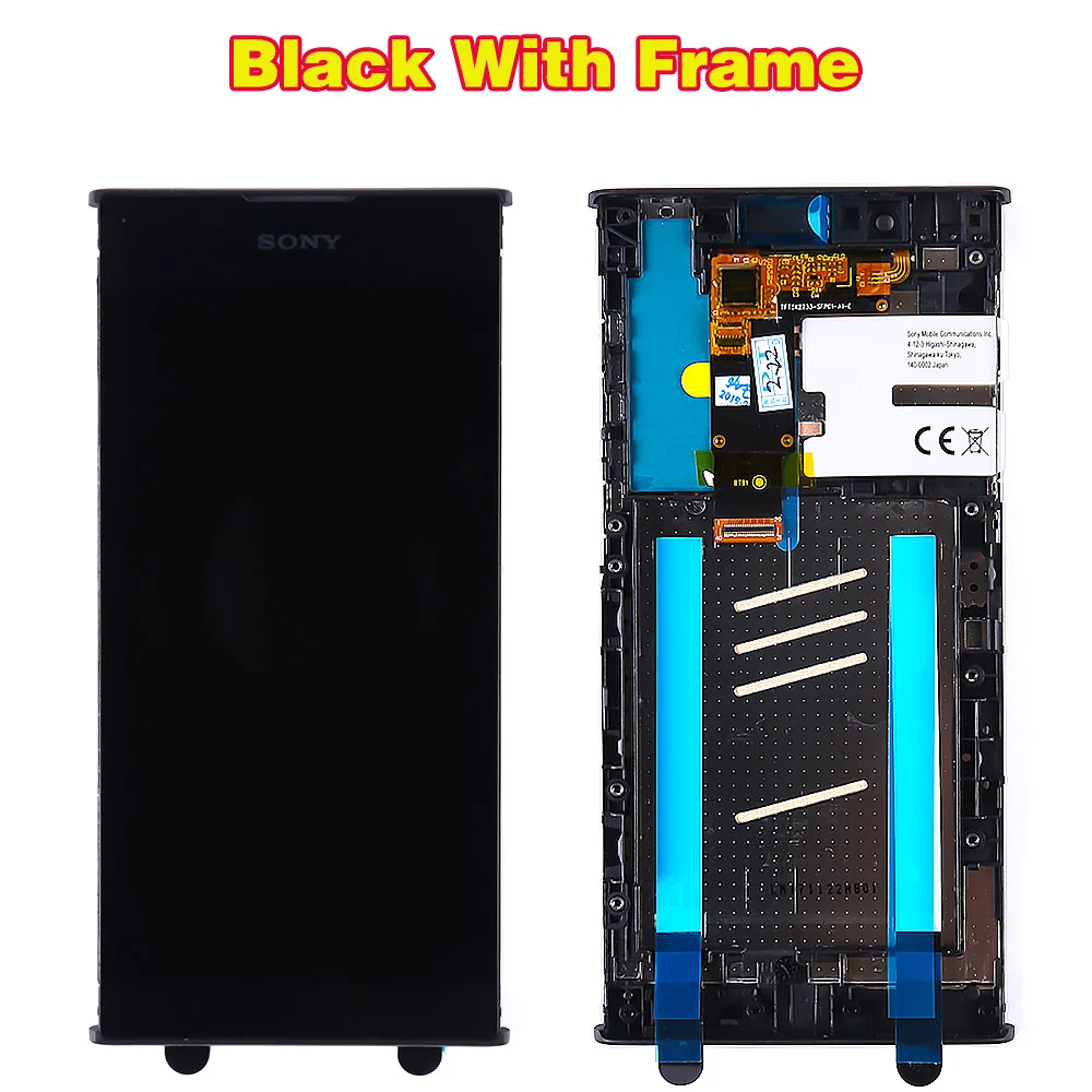 Sony Xperia L1 5,5 дюймовый ЖК-дисплей G3312 кодирующий преобразователь сенсорного экрана в сборе G3311 G3313 рамка с бесплатным закаленным стеклом и инструментами - Цвет: Black with Frame