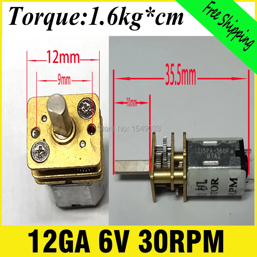 

NEW 30RPM DC 6V metal motor high torque gear box motor micro gearmotors dc 12MM CNC motor Torque 8KG*CM DC 24V 6V