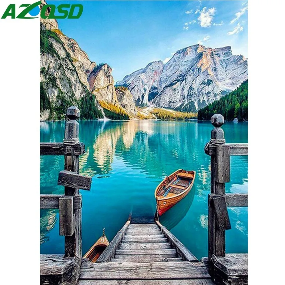 

AZQSD Painting By Numbers Pictures Canvas Mountain Scenery DIY Frameless Oil Painting Landscape Wall Art Home Decor SZGD167