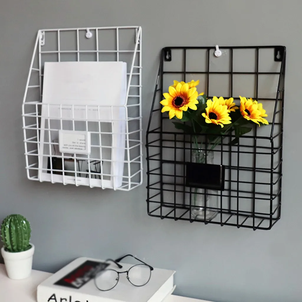 

Simple Iron Wall-Mounted Hanging Rack Magazine Newspaper Storage Shelf home ins book Organizer simple kitchen rack dropshipping