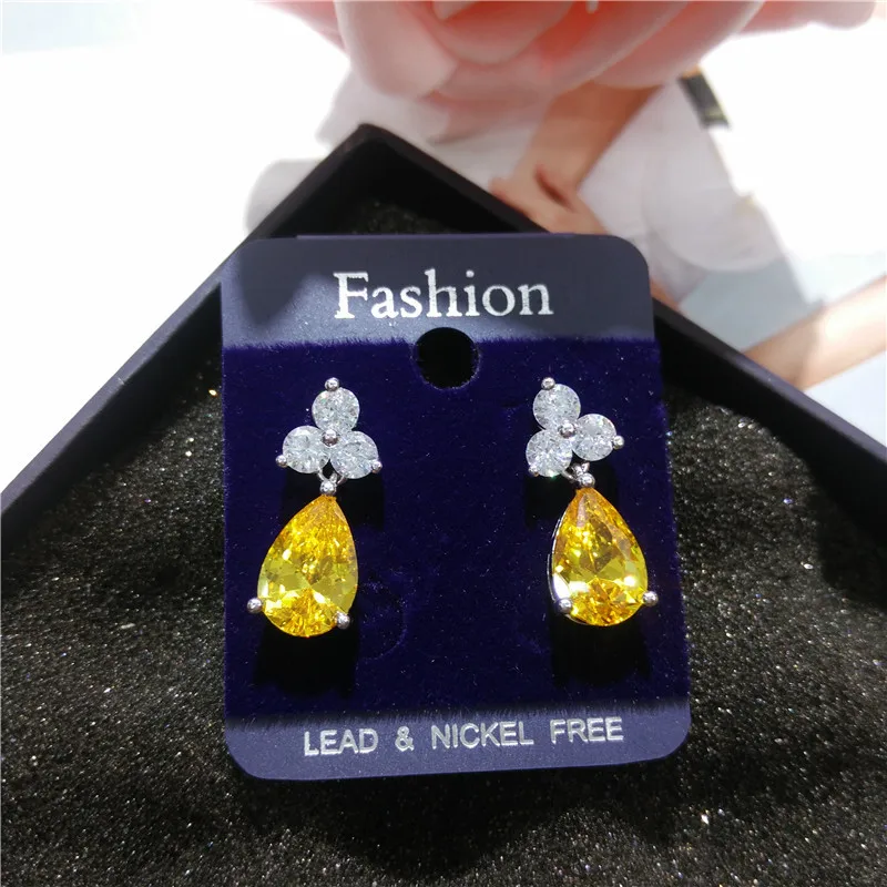 fashion yellow cubic zirconia earrings for party or wedding  (4)