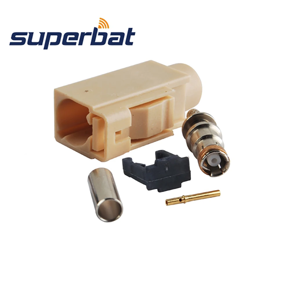 

Superbat 10pcs Fakra Code I Beige/1001 Connector Crimp Jack Female for Bluetooth for RG316,RG174,LMR100 Cable
