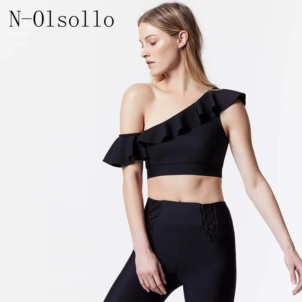 N olsollo Flouncing Off Shoulder Vest Tops Drop Shoulder Tees Fitness