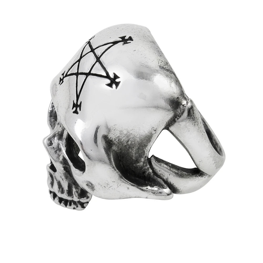 

Skull head Ring With Star Carved For Men Jewelry Vintage Punk Mens Rings Steampunk Hollow Animal shape rings