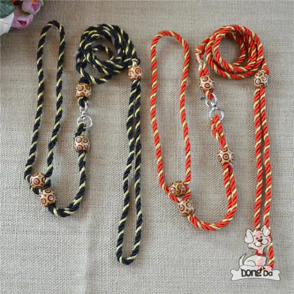 

2018 New Pet Dog Leash 140CM Fluorescent Silk Woven Dog Collars Pet Dog Traction Chain Ring Free Shipping