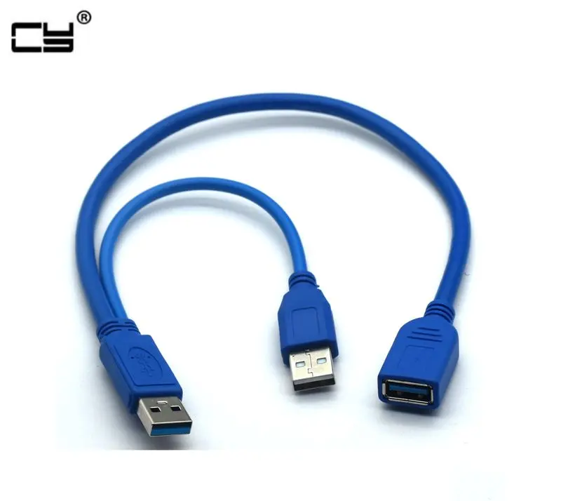 Черный USB 3 0 Y образный кабель два A папа мама для внешнего жесткого диска с