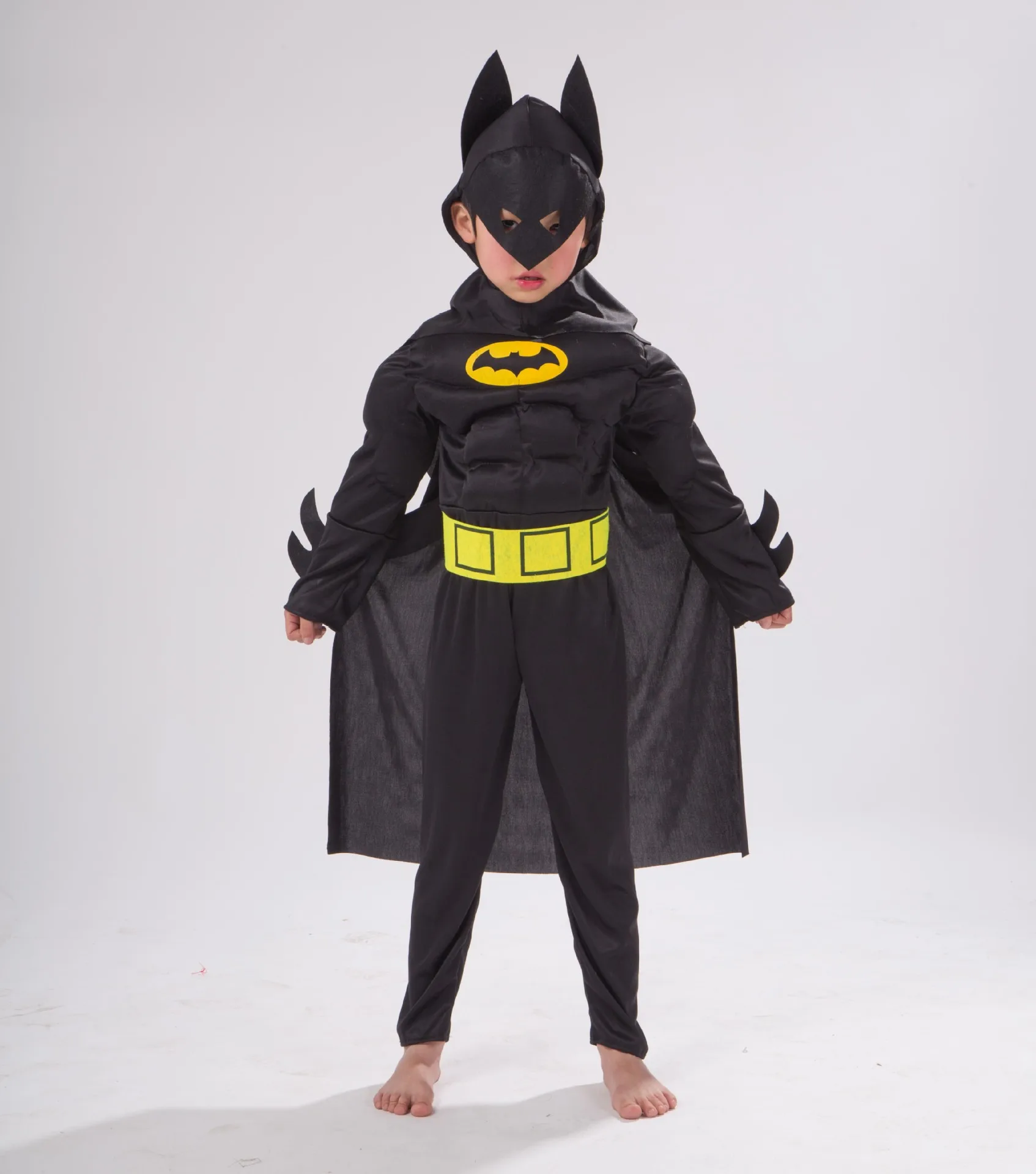 Бэтмен Хэллоуин Косплей Костюм для детей Мстители Бэтмен мышцы комбинезоны Маска детская одежда для мальчиков супергерой праздничная