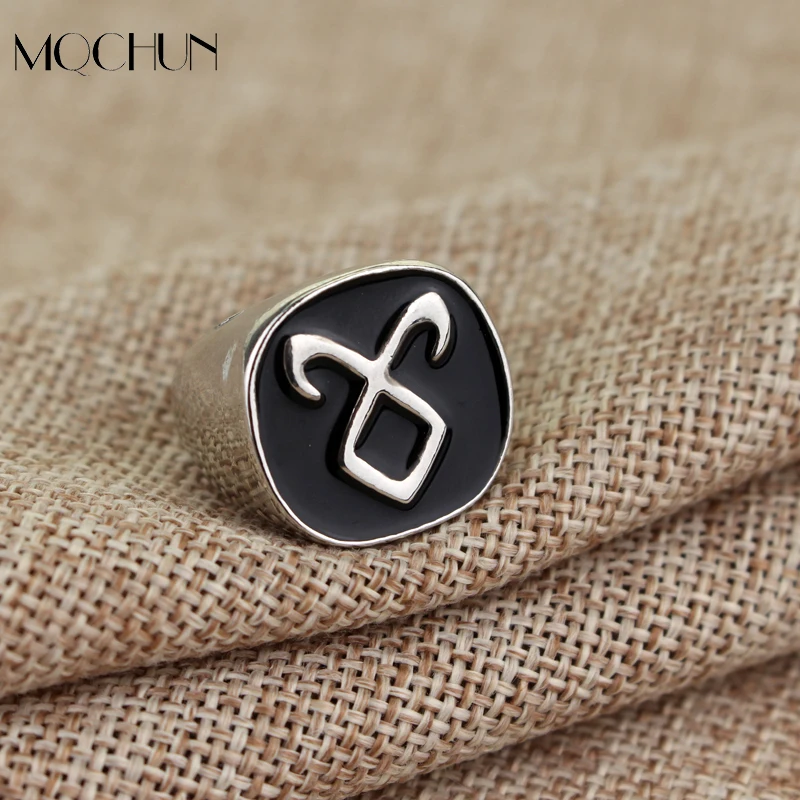 

MQCHUN Jewelry Movie The Mortal Instruments City Of Bones Angelic Power Rune Rings Vintage Alloy Metal Black Enamel Ring For Mem
