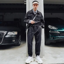 Весна и осень с длинными рукавами оснастки комбинезон мужской тренд корейский стиль волос Свободный Повседневный комбинезон певица костюмы