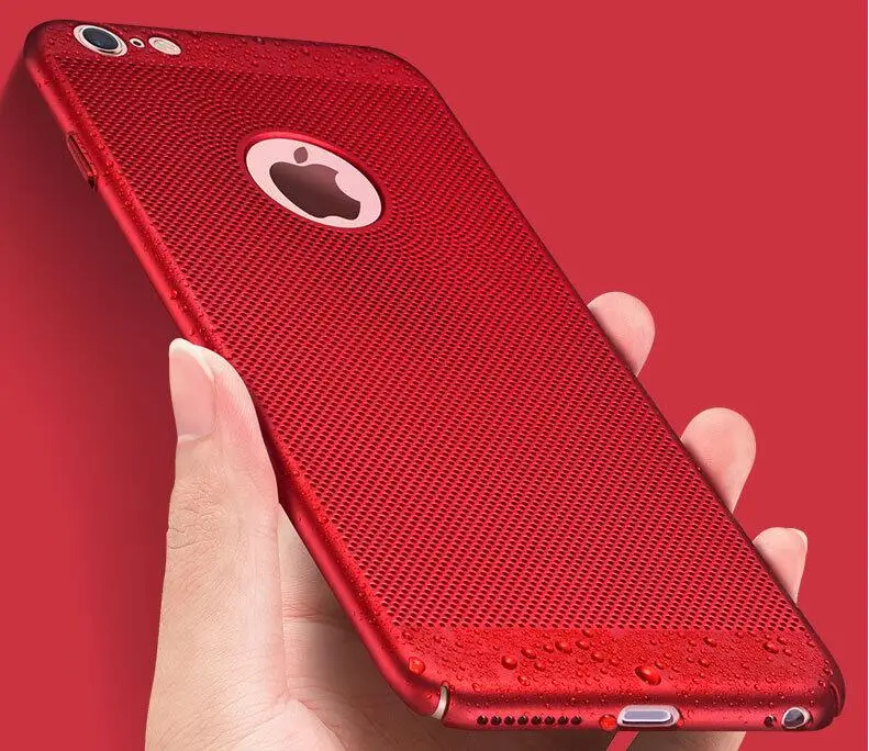 

1pcs Ultra Slim Hard PC Phone Case Hollow with Heat Dissipation Cases Back Cover For iPhone 5 5S SE 6 6s 7 8 Plus X XR XS MAX