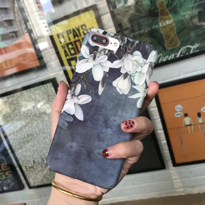 Роскошный серый мраморный чехол для телефона iphone 6 6s с белыми цветами задняя
