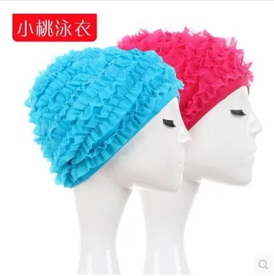 

Elastic Waterproof PU Fabric Protect Ear Long Hair Sports Swim Pool Hat Swimming Cap Men Women elasticity Skid Casquette Flowers
