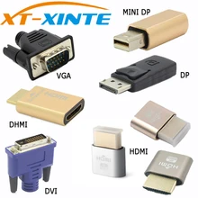Conector xinte vga dvi hdmi mini dp expositor porta de exibição virtual manequim adaptador plug edid sem cabeça kvm 2560 & 1920*1080p @ 60hz 4k
