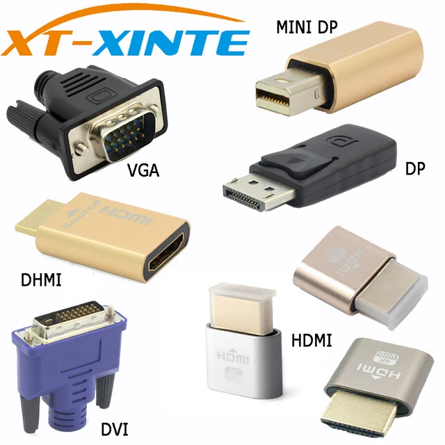 Xinte коннектор VGA DVI HDMI Mini DP порт дисплея виртуальный дисплей муляж адаптер штекер