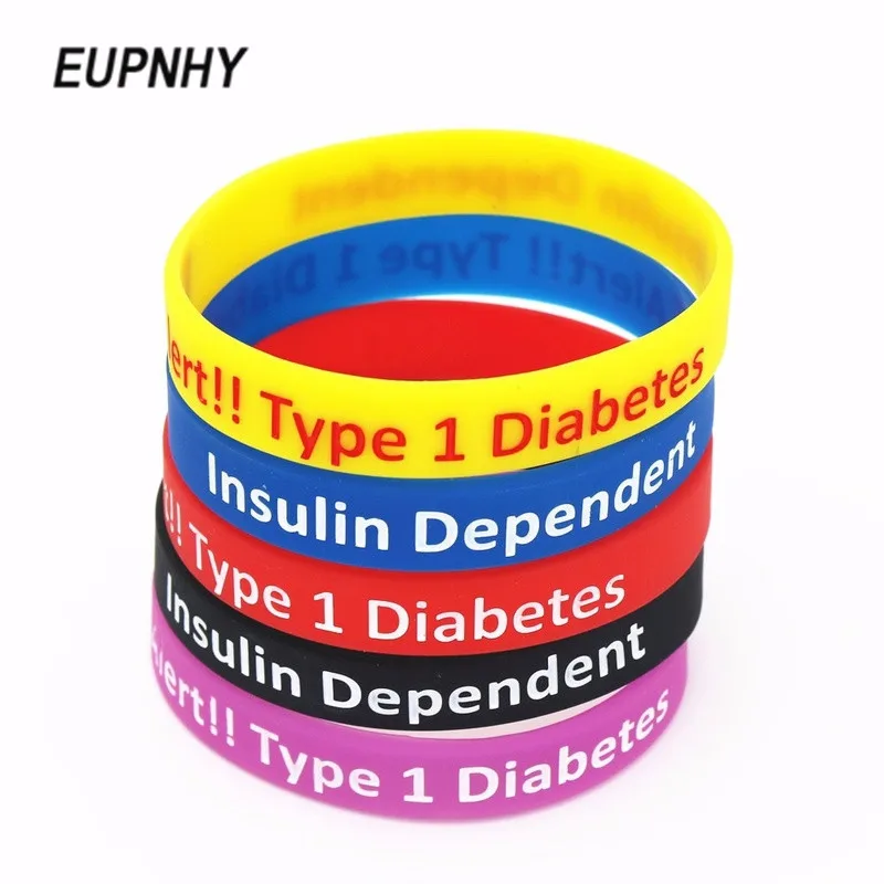 

EUPNHY 5 Colors Diabetic Nurse Wristband Bracelets Medical Alert Type 1 Diabetes Insulin Dependent Silicone Bangle Bracelets