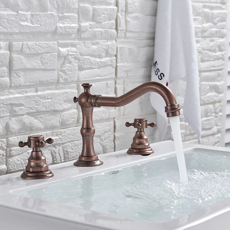 Deck Mounted Bathroom Basin Faucet 2 Knobs Single Hole Vanity Sink Mixer Tap ORB