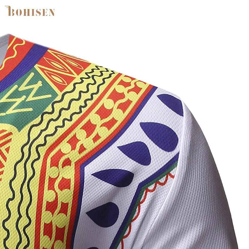 BOHISEN African Dashiki T-Shirt Men Clothes Hip Hop Short Sleeve Formal Dress Male Traditional African Print Clothing