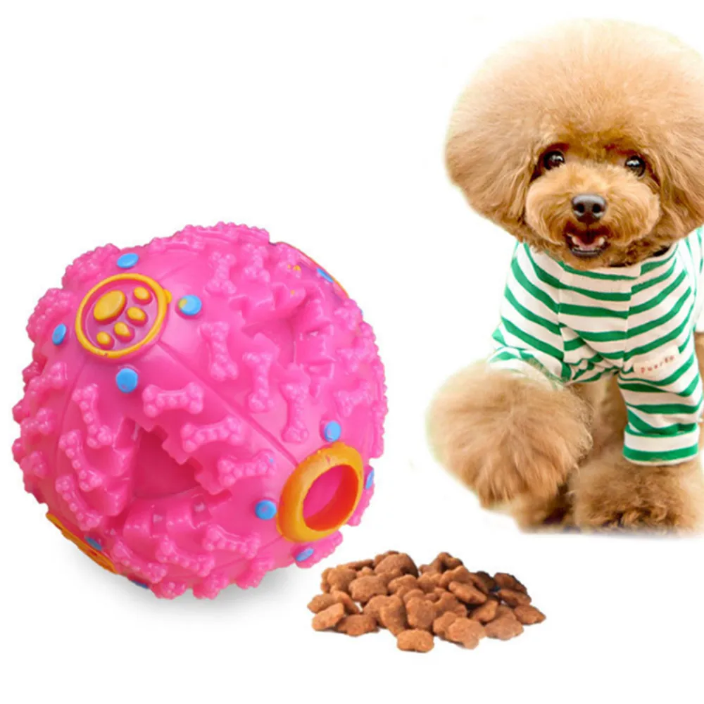 Резиновая игрушка для собаки мяч жевательный диспенсер утечки еда играть в мяч интерактивные Pet зубные разработка зубов игрушка синий и красный цвета 7,5 см/2,95"