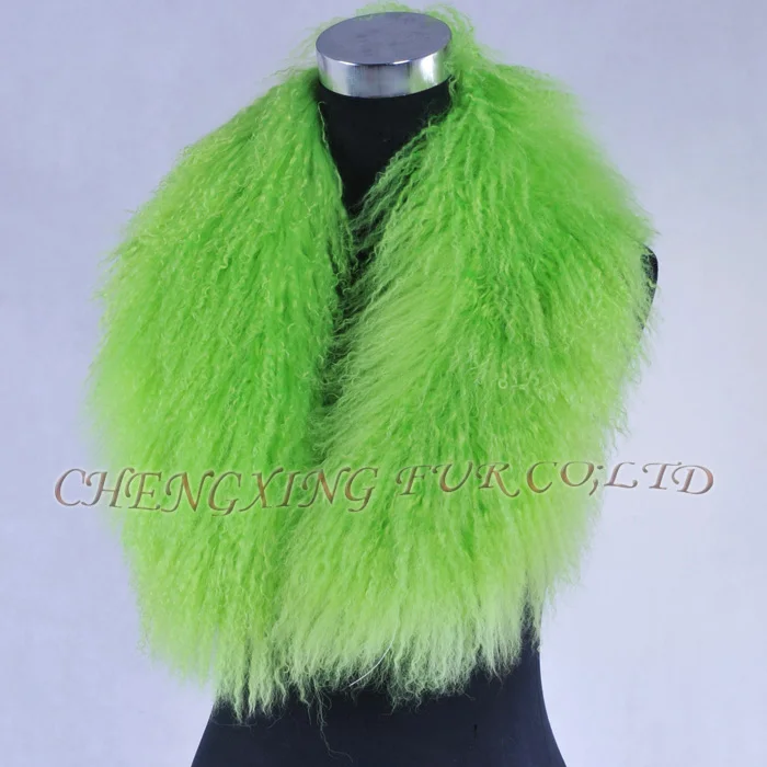 CX-A-52K, новинка, женский Болеро, Зимняя мода, Монгольская овчина, меховой воротник, тёплый шарф-шаль, накидка, накидка, Прямая поставка - Цвет: green