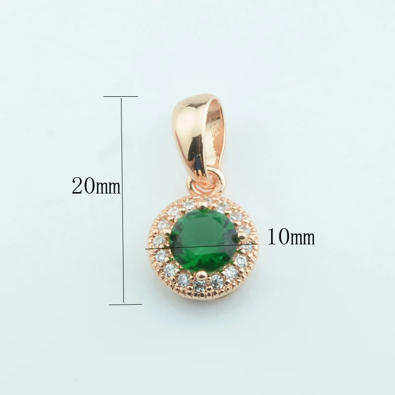 FJ Women 585 Rose Gold Color Green/Black Stone Cubic Zircon Pendant Wave Chain 45cm Necklace