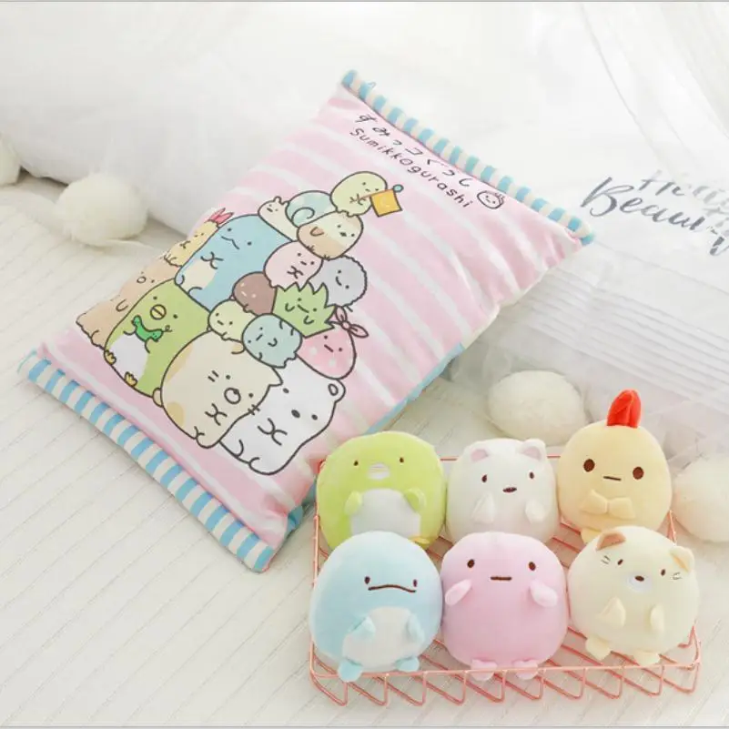 Плюшевая подушка Sumikko Gurashi, 6 шт., японская анимация, Sumikko Gurashi, мягкая подушка, уголок, био, мультяшная кукла для детей