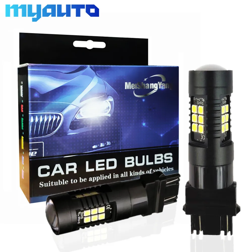 2 шт. Автомобильные светодиодные лампы 1200 лм T20 W21W LED W21/5W WY21W 7440 7443 T25 3157 3156