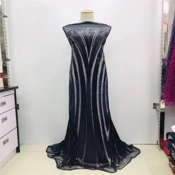 

Latest African 3d Lace Fabrics Embroidered French Sequins Lace Fabric 2019 Nigerian French Net Lace Fabrics Lake blue green red