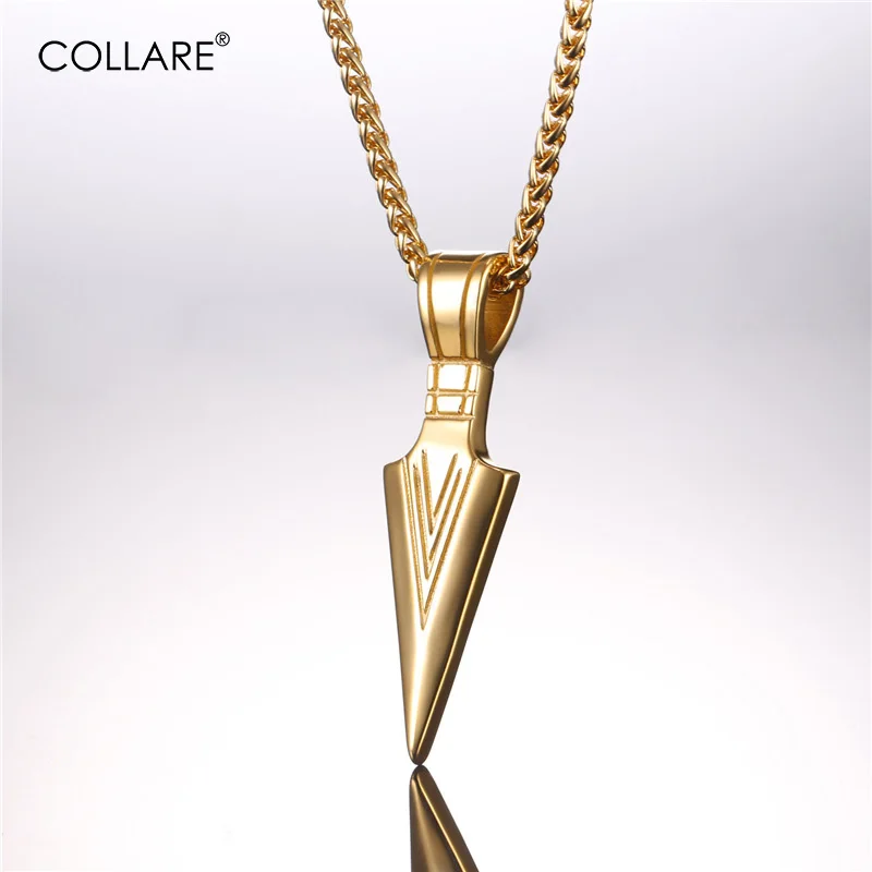 

Collare Pharaoh Spear Pendants Gold/Black Color Spear of Odin Stainless Steel Retro Arrow Spear Necklace Sword Men Jewelry P082