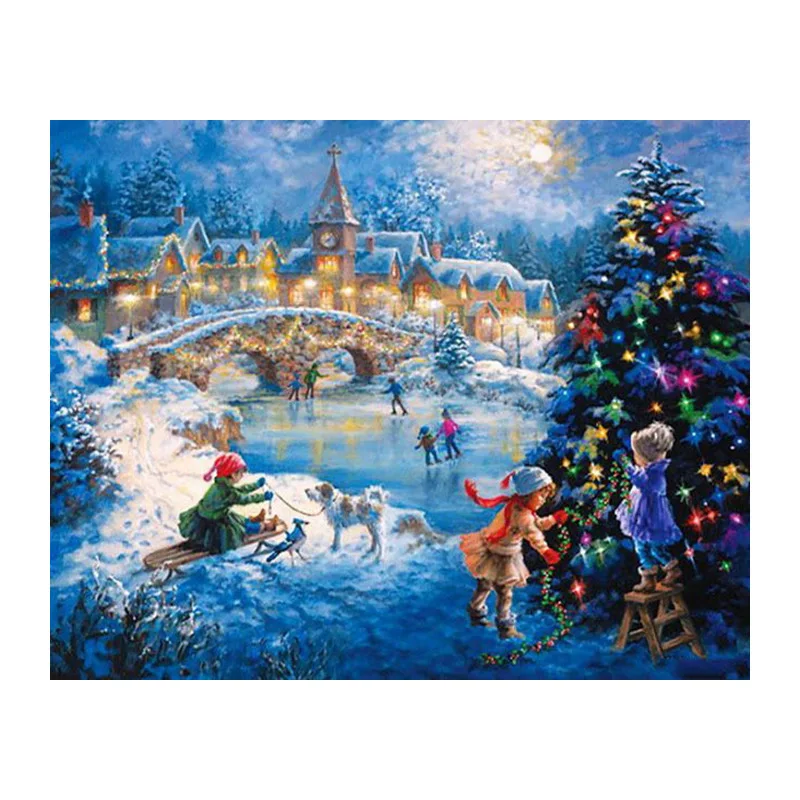 Diamond Embroidery DIY Painting Christmas Tree Snow Children Cross Stitch Rhinestone Mosaic WZ | Дом и сад