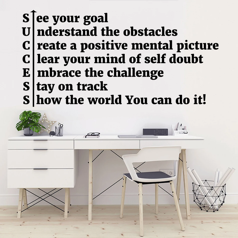 

Success Wall Decal Office Quote Inspirational Lettering Sign Business Poster Gift Vinyl Sticker Motivational Decor Print B527
