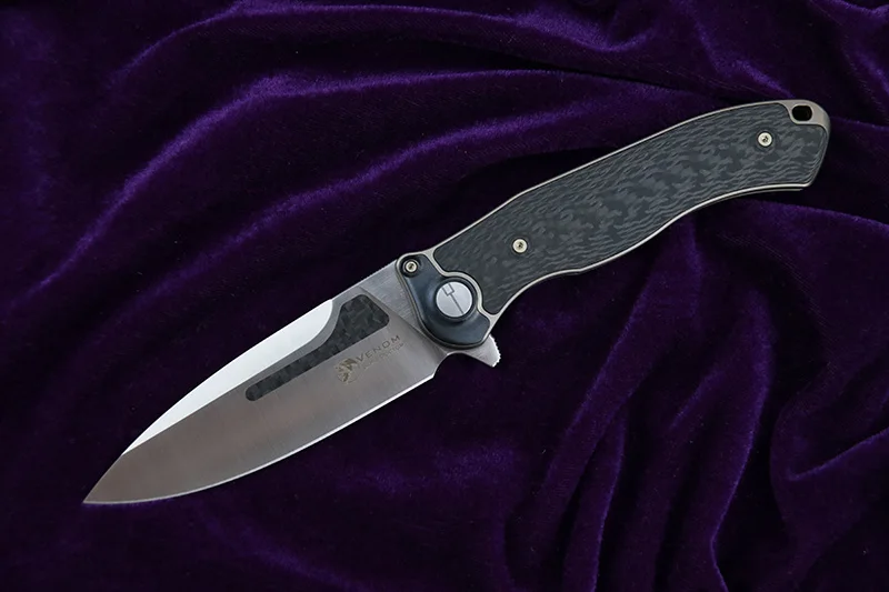 Складной нож VENOM BONE DOCTOR M390 Titanium CF Flipper уличный Карманный кухонный для кемпинга