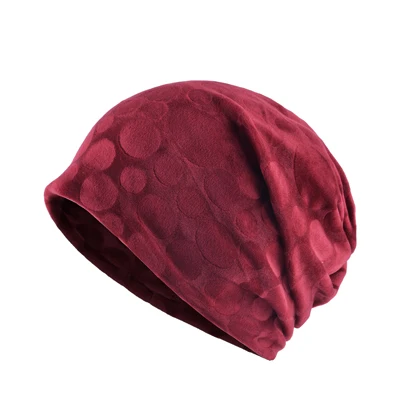 TQMSMY женские весенне-осенние часы шапка женская теплая бархатная шапка в рубчик шапка с черепом в горошек для женщин шарф с воротником TMDH15 - Цвет: RED