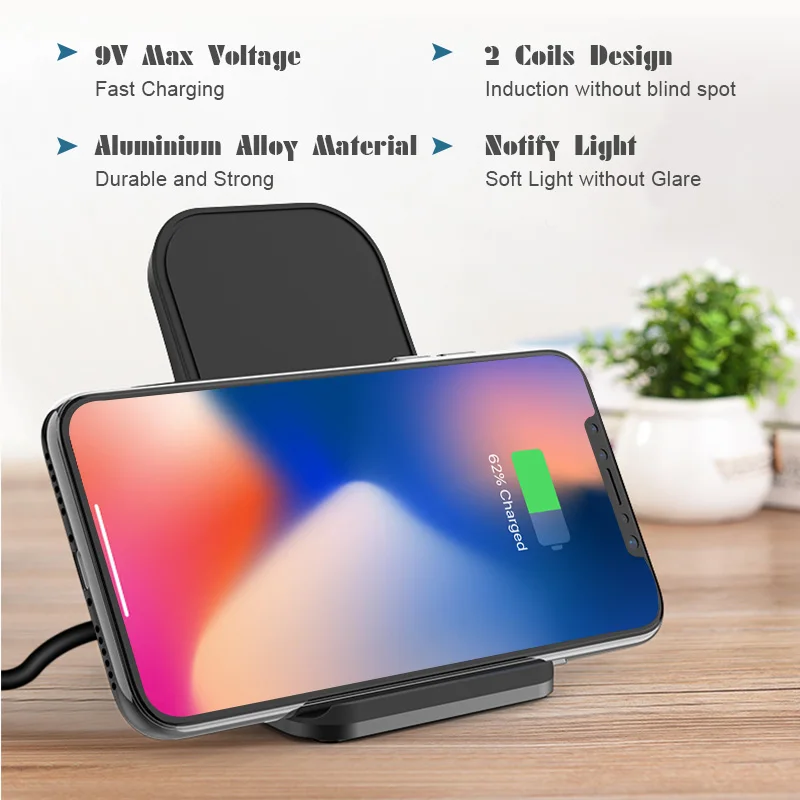 AERB Qi Беспроводной Зарядное устройство для iPhone 8 X samsung S9 S8 S7 S6 края Примечание