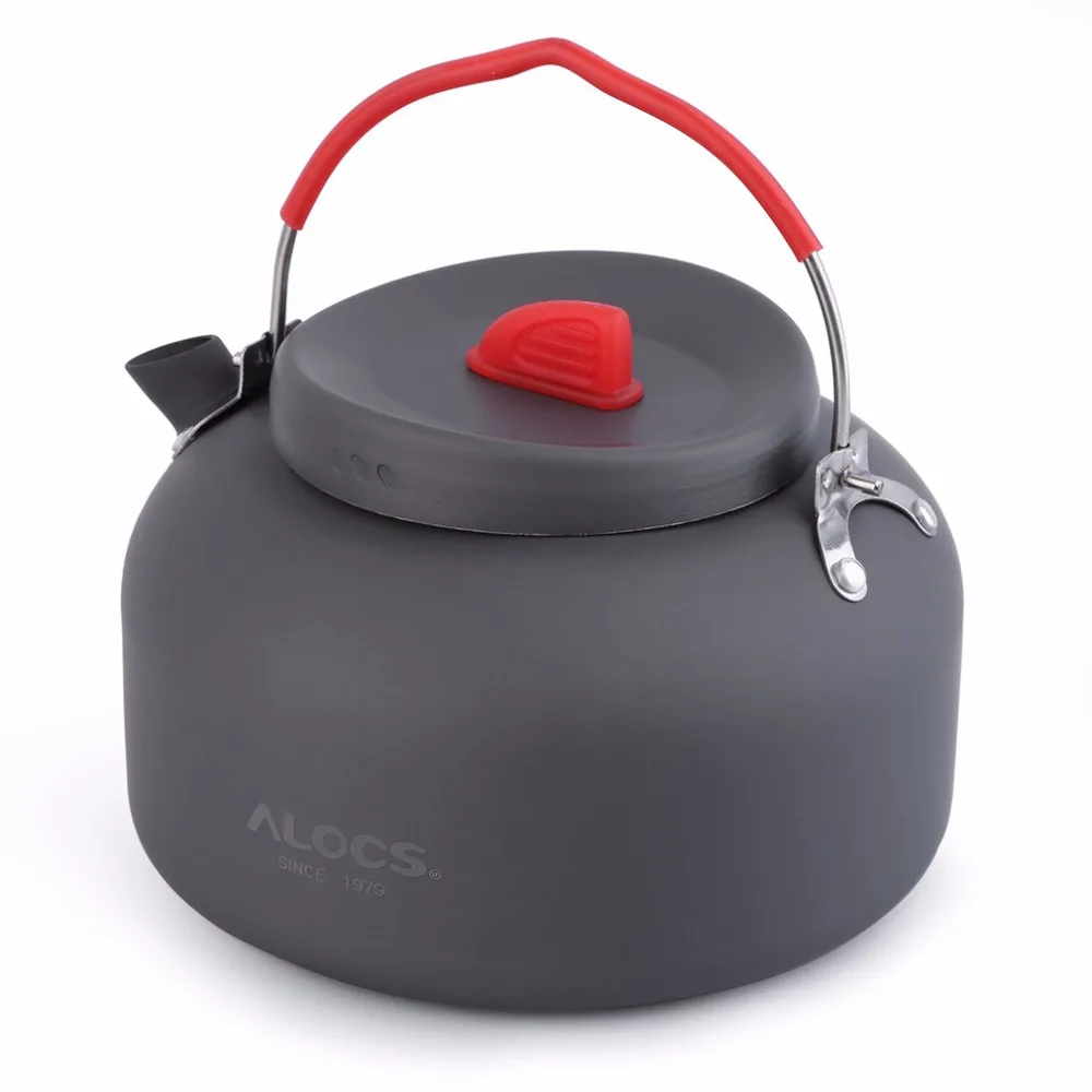 ALOCS 1.4L 1 Person Outdoor Cookware Aluminum Kettle Outdoor Camping Picnic Pot with Stainless Tea filter Ball In Bag CW-K03
