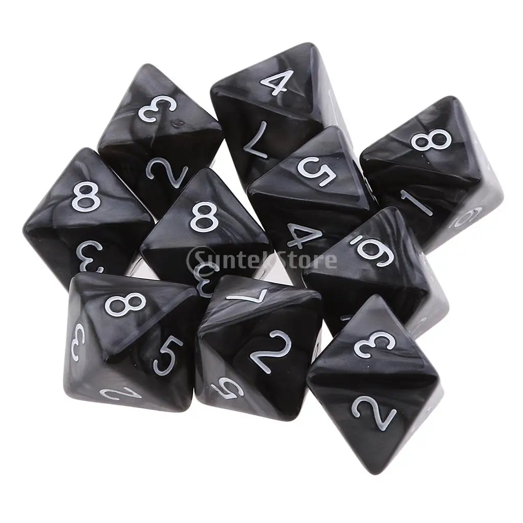 8 Sided Dice D8 Polyhedral Dice 10pcs for Dungeons and Dragons Table Games