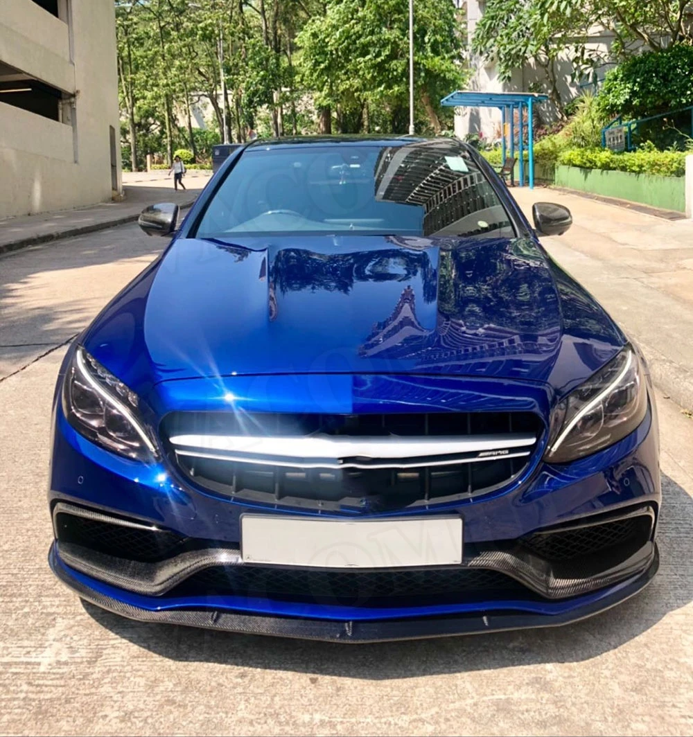 C Класс углеродного волокна передний бампер Mid спойлер для Mercedes Benz W205 C63 AMG S C180 C200 C260 седан 15-17 стайлинга автомобилей FRP