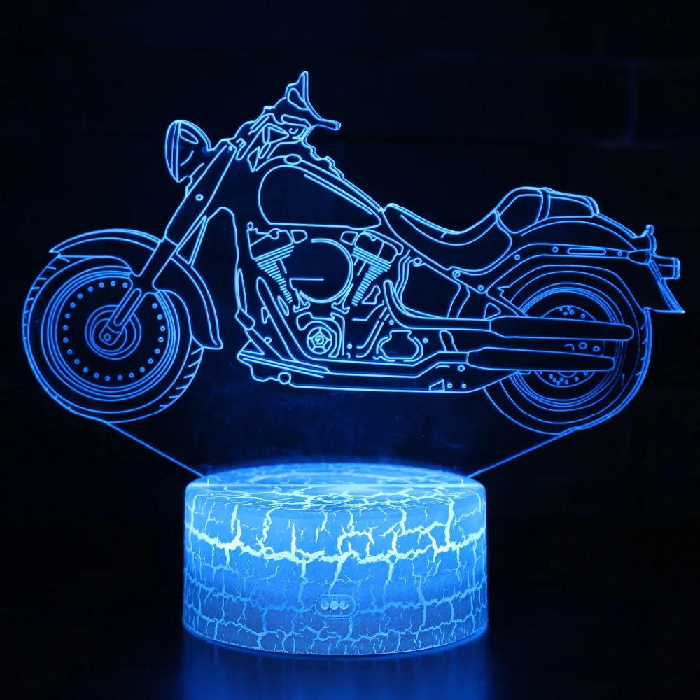Мото Мотоцикл 3D светодиодный ночник 7 цветов Изменение голограммы атмосферу Новинка лава лампа для украшения дома Иллюзия подарок