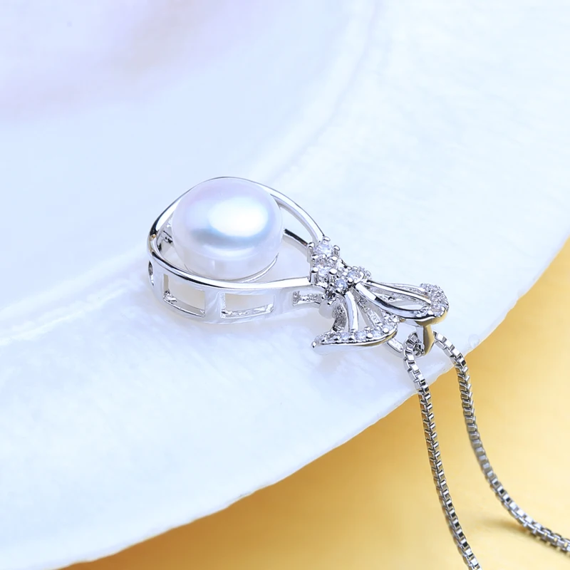 FENASY Подвеска из натурального пресноводного жемчуга ожерелье для женщин Романтический 925 пробы Серебряный кулон с жемчугом подарок