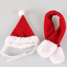Горячая мода прекрасный 2 шт./компл. кошка собака Санта шляпа+ шарф Рождество красный праздничный костюм одежда