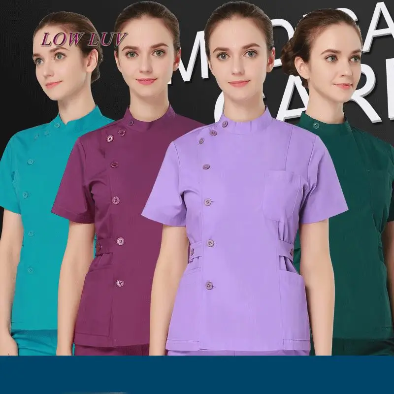 2017 Cheap Summer women hospital medical scrub clothes set sale design