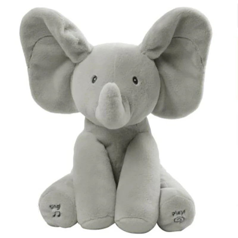 

Flappy Elephant Baby elefante plush Peek A Boo elephant Animals Electric Stuffed Plush Toy Play Music Toys for Children 2C022