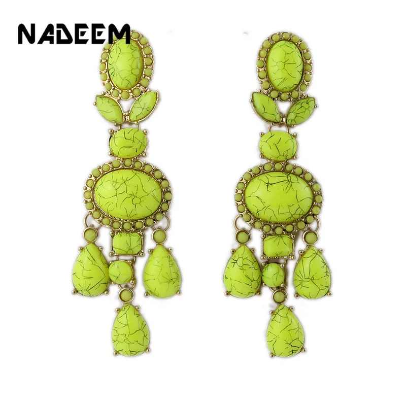 Женские длинные серьги подвески с желтым камнем Howlite|Серьги-подвески| |