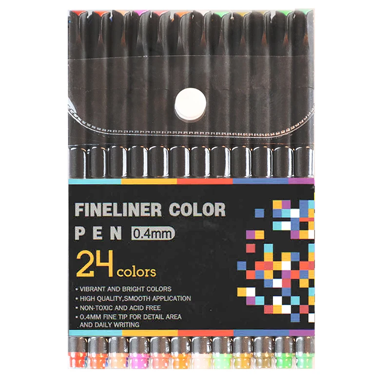 36 цветов Fineliner ручки набор тонкой линии цветной эскиз письмо и рисование ручки для делать заметки раскраска мелкая точка маркеры - Цвет: 24 Colors