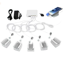 6 портов мобильного дисплей безопасности мобильного телефона Подставка с сигнализацией для зарядки для всех телефонов и планшетов с акриловая подставка с сигнализацией коробка